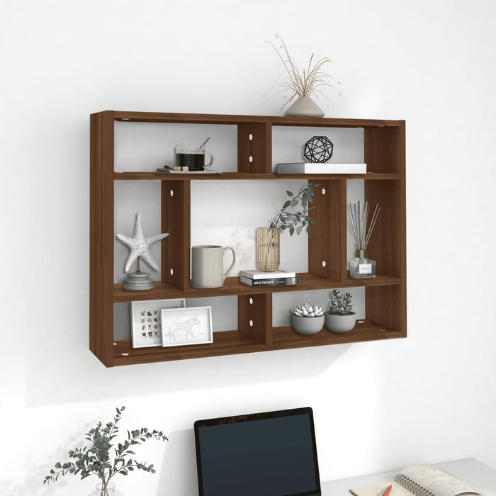 vidaXL Wall Shelf Brown Oak 75x16x55 cm Engineered Wood