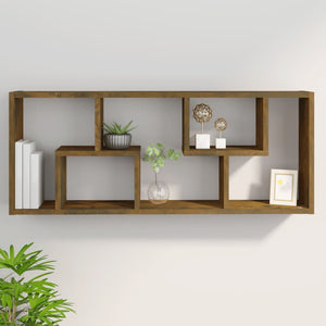 vidaXL Wall Shelf Smoked Oak 36x16x90 cm Engineered Wood