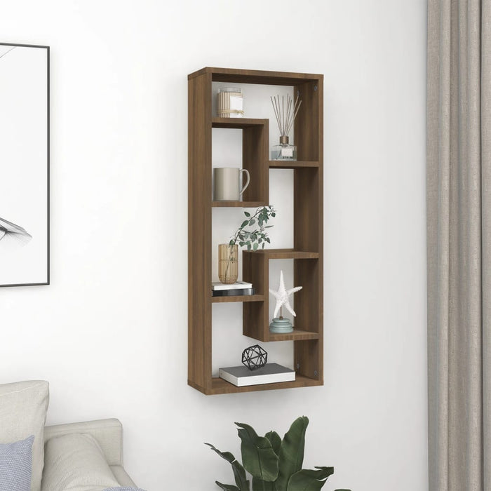 vidaXL Wall Shelf Brown Oak 36x16x90 cm Engineered Wood