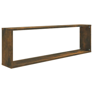 vidaXL Wall Cube Shelves 2 pcs Smoked Oak 100x15x30 cm Engineered Wood