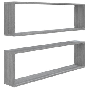 vidaXL Wall Cube Shelves 2 pcs Grey Sonoma 100x15x30 cm Engineered Wood