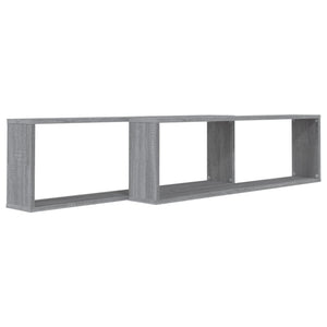 vidaXL Wall Cube Shelves 2 pcs Grey Sonoma 100x15x30 cm Engineered Wood