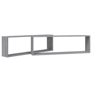 vidaXL Wall Cube Shelves 2 pcs Grey Sonoma 100x15x30 cm Engineered Wood