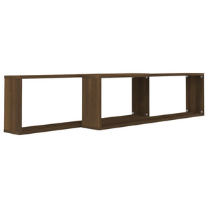 vidaXL Wall Cube Shelves 2 pcs Brown Oak 100x15x30 cm Engineered Wood