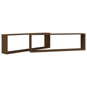 vidaXL Wall Cube Shelves 2 pcs Brown Oak 100x15x30 cm Engineered Wood