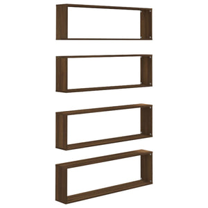 vidaXL Wall Cube Shelves 4 pcs Brown Oak 100x15x30 cm Engineered Wood