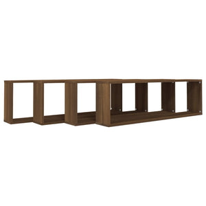 vidaXL Wall Cube Shelves 4 pcs Brown Oak 100x15x30 cm Engineered Wood