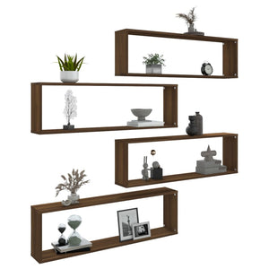 vidaXL Wall Cube Shelves 4 pcs Brown Oak 100x15x30 cm Engineered Wood