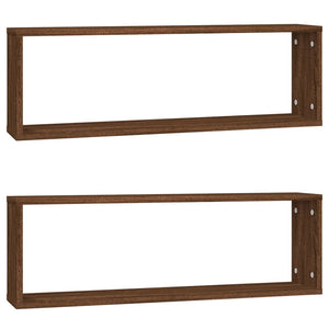 vidaXL Wall Cube Shelves 2 pcs Brown Oak 80x15x26.5 cm Engineered Wood