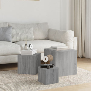 vidaXL Side Tables 3 pcs Grey Sonoma Engineered Wood