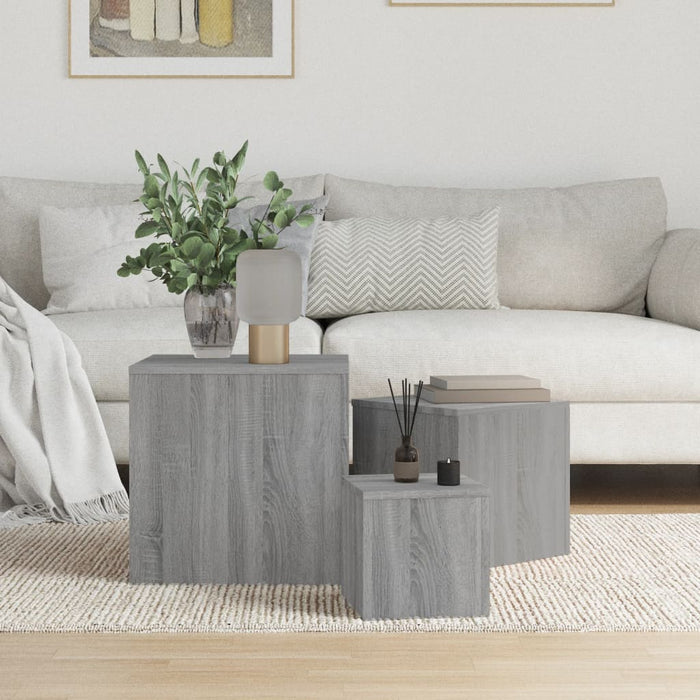 vidaXL Side Tables 3 pcs Grey Sonoma Engineered Wood