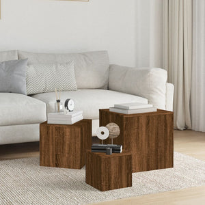 vidaXL Side Tables 3 pcs Brown Oak Engineered Wood