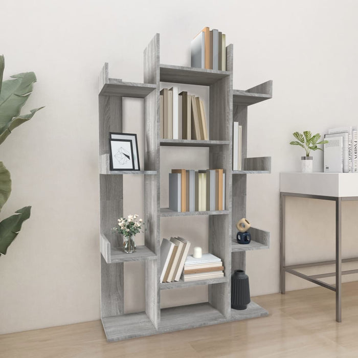 vidaXL Book Cabinet Grey Sonoma 86x25.5x140 cm Engineered Wood