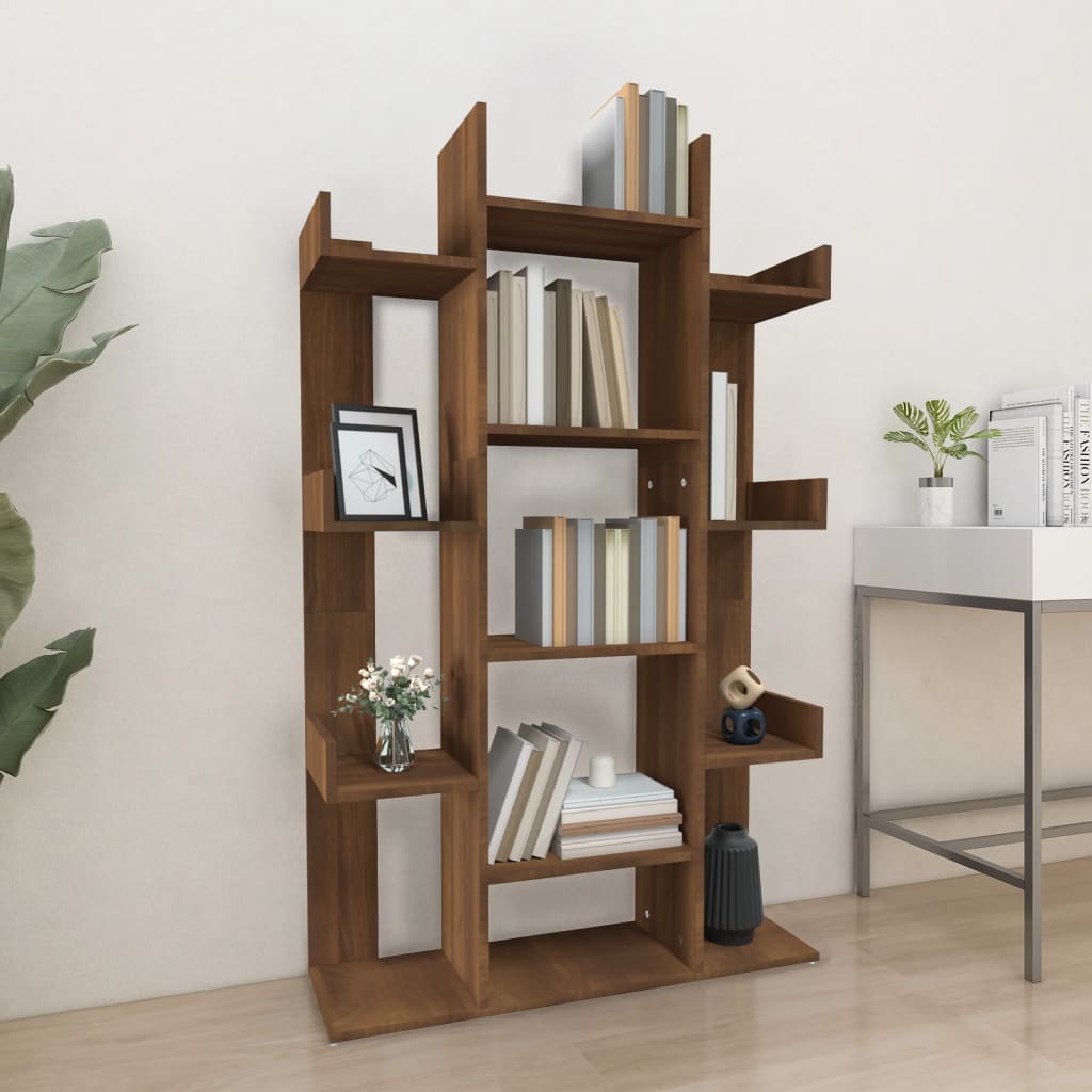 vidaXL Book Cabinet Brown Oak 86x25.5x140 cm Engineered Wood