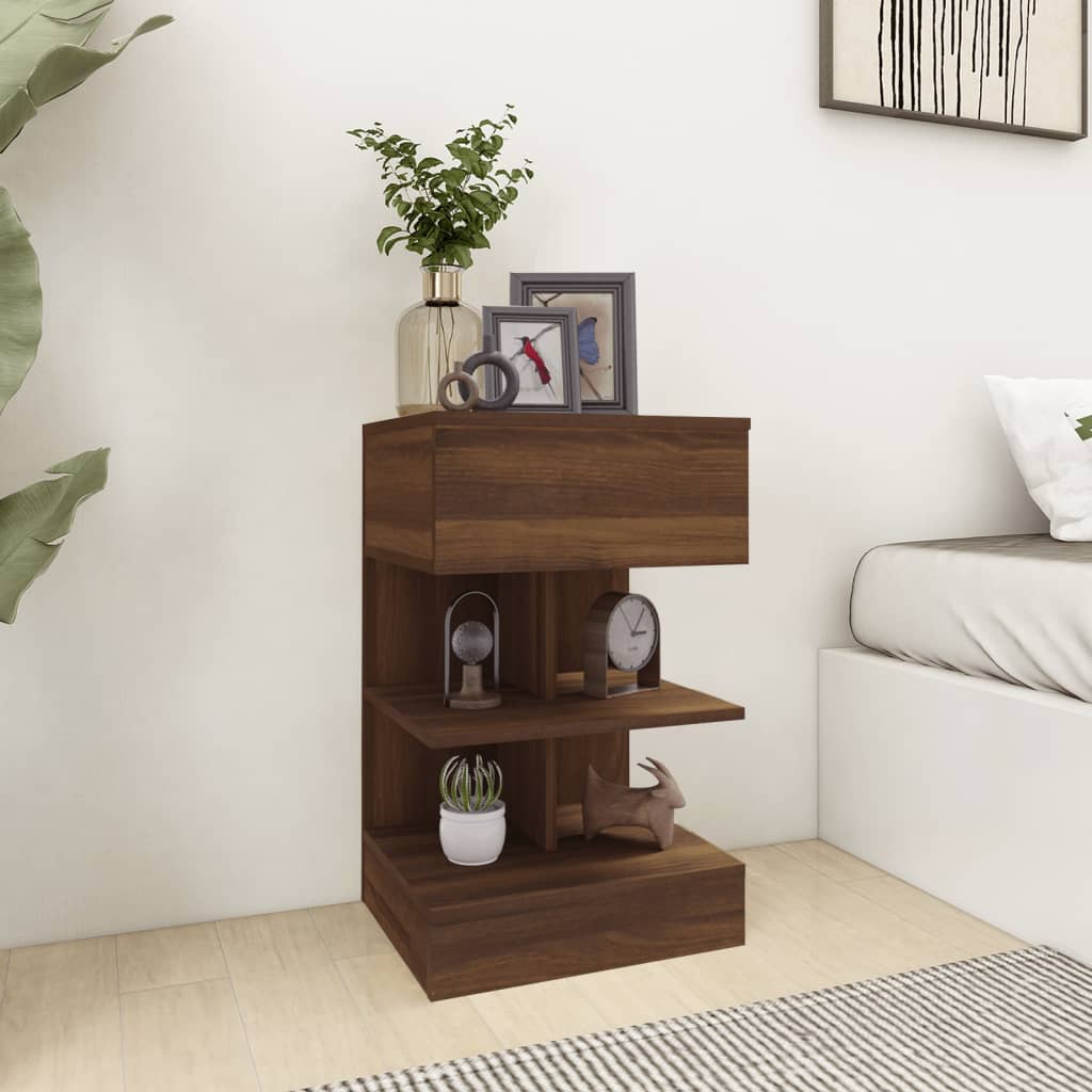 vidaXL Bedside Cabinet Brown Oak 40x35x65 cm Engineered Wood