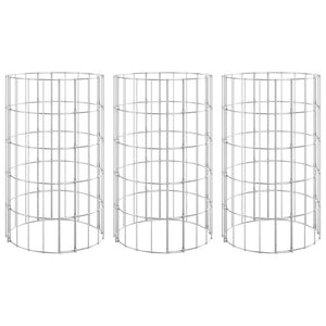 vidaXL Circular Gabion Raised Beds 3 pcs Galvanised Steel Ø30x50 cm