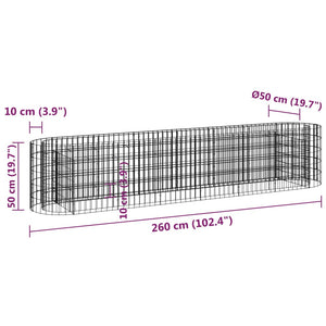 vidaXL Gabion Raised Bed Galvanised Iron 260x50x50 cm