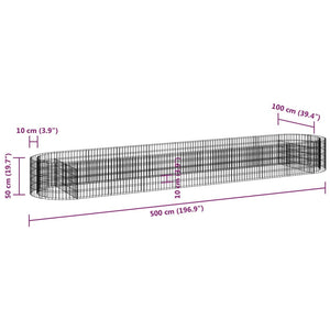 vidaXL Gabion Raised Bed Galvanised Iron 500x100x50 cm