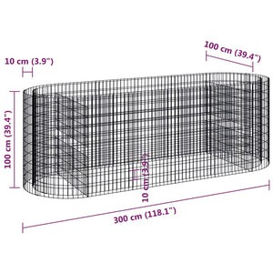 vidaXL Gabion Raised Bed Galvanised Iron 300x100x100 cm