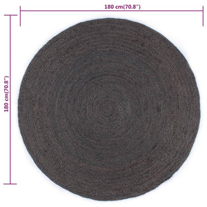 vidaXL Handmade Rug Jute Round 180 cm Dark Grey