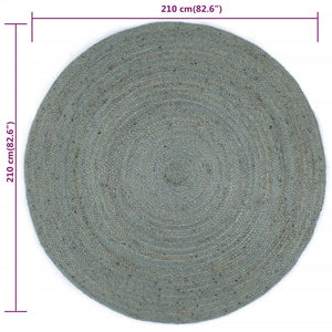 vidaXL Handmade Rug Jute Round 210 cm Olive Green