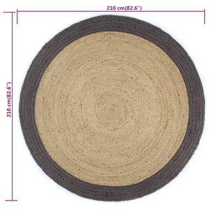 vidaXL Handmade Rug Jute with Dark Grey Border 210 cm