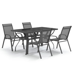 vidaXL 5 Piece Garden Dining Set Grey and Black