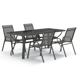 vidaXL 5 Piece Garden Dining Set Grey and Black