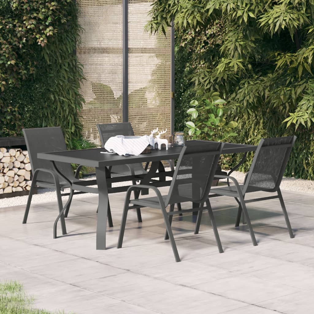 vidaXL 5 Piece Garden Dining Set Grey and Black