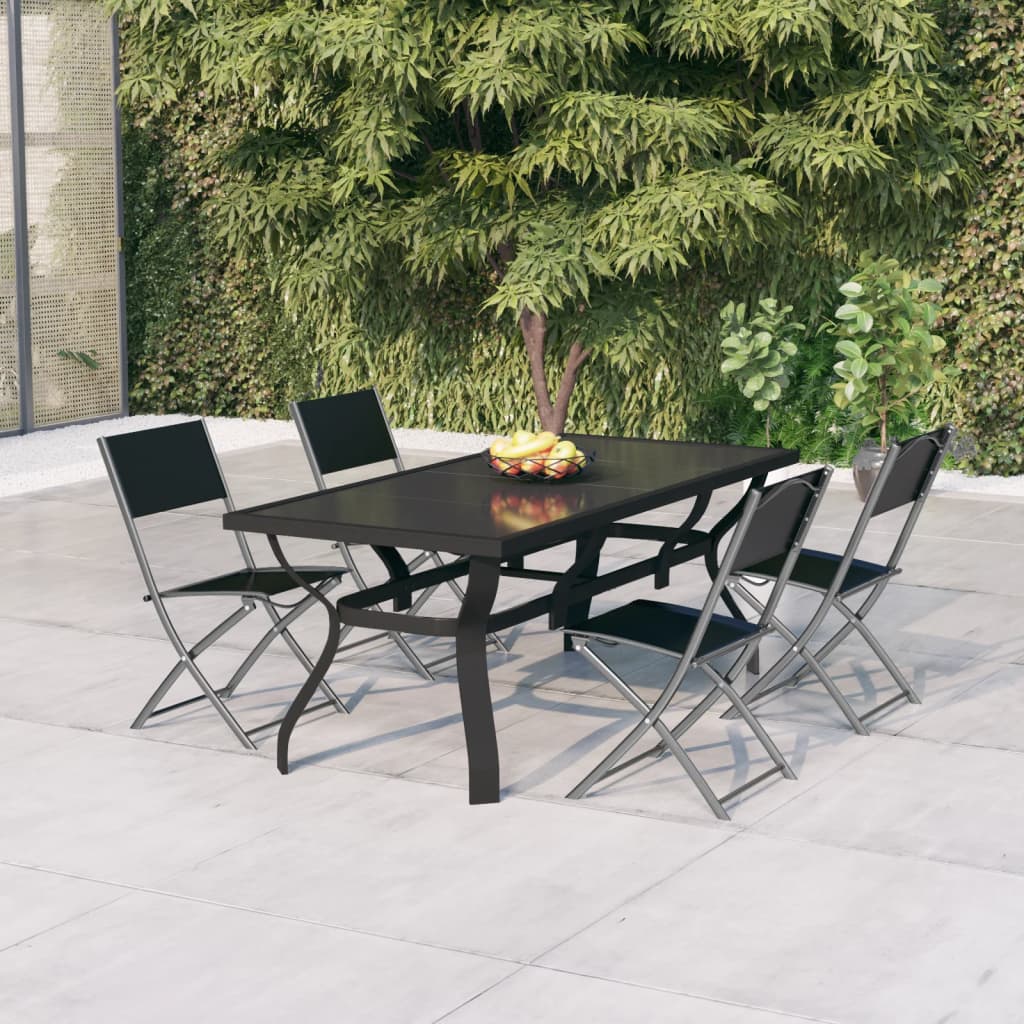 vidaXL 5 Piece Garden Dining Set Grey and Black