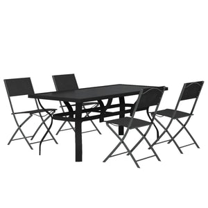 vidaXL 5 Piece Garden Dining Set Grey and Black