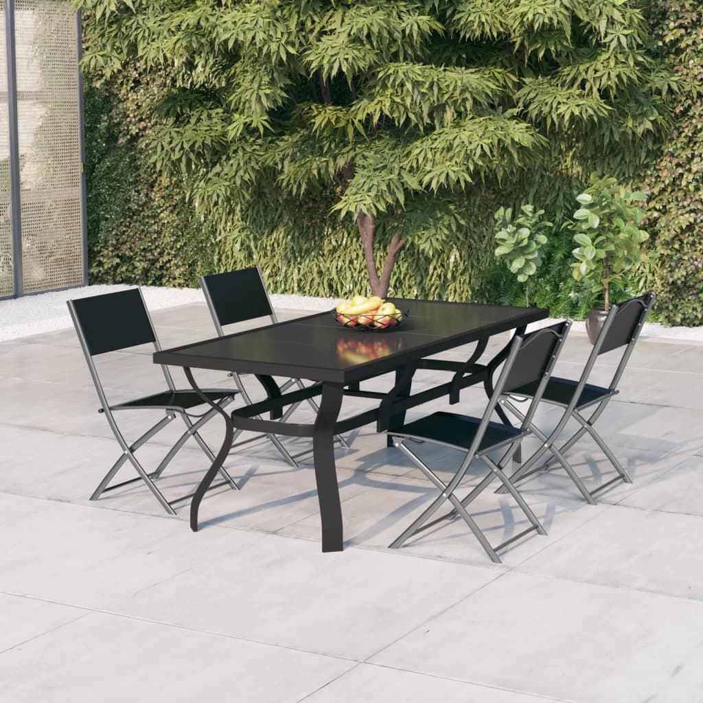 vidaXL 5 Piece Garden Dining Set Grey and Black