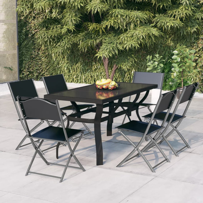 vidaXL 7 Piece Garden Dining Set Grey and Black