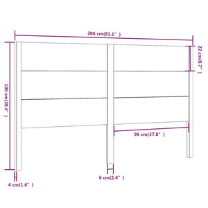 vidaXL Headboard White 206x4x100 cm Solid Wood Pine