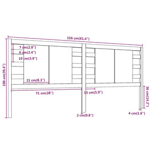 vidaXL Headboard Grey 156x4x100 cm Solid Wood Pine