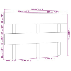 vidaXL Bed Headboard 184x3x81 cm Solid Wood Pine