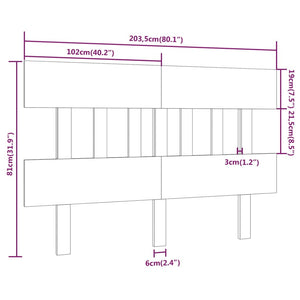 vidaXL Bed Headboard White 203.5x3x81 cm Solid Wood Pine