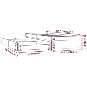 3103463 vidaXL Bed Frame without Mattress with Drawers 90x200 cm (814934+814984)