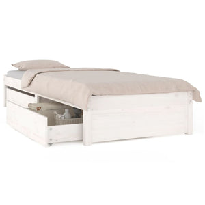 3103469 vidaXL Bed Frame without Mattress with Drawers White 100x200 cm (814940+814990)