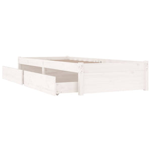 3103469 vidaXL Bed Frame without Mattress with Drawers White 100x200 cm (814940+814990)