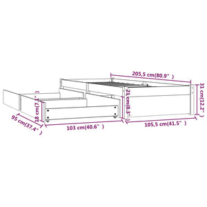 3103469 vidaXL Bed Frame without Mattress with Drawers White 100x200 cm (814940+814990)