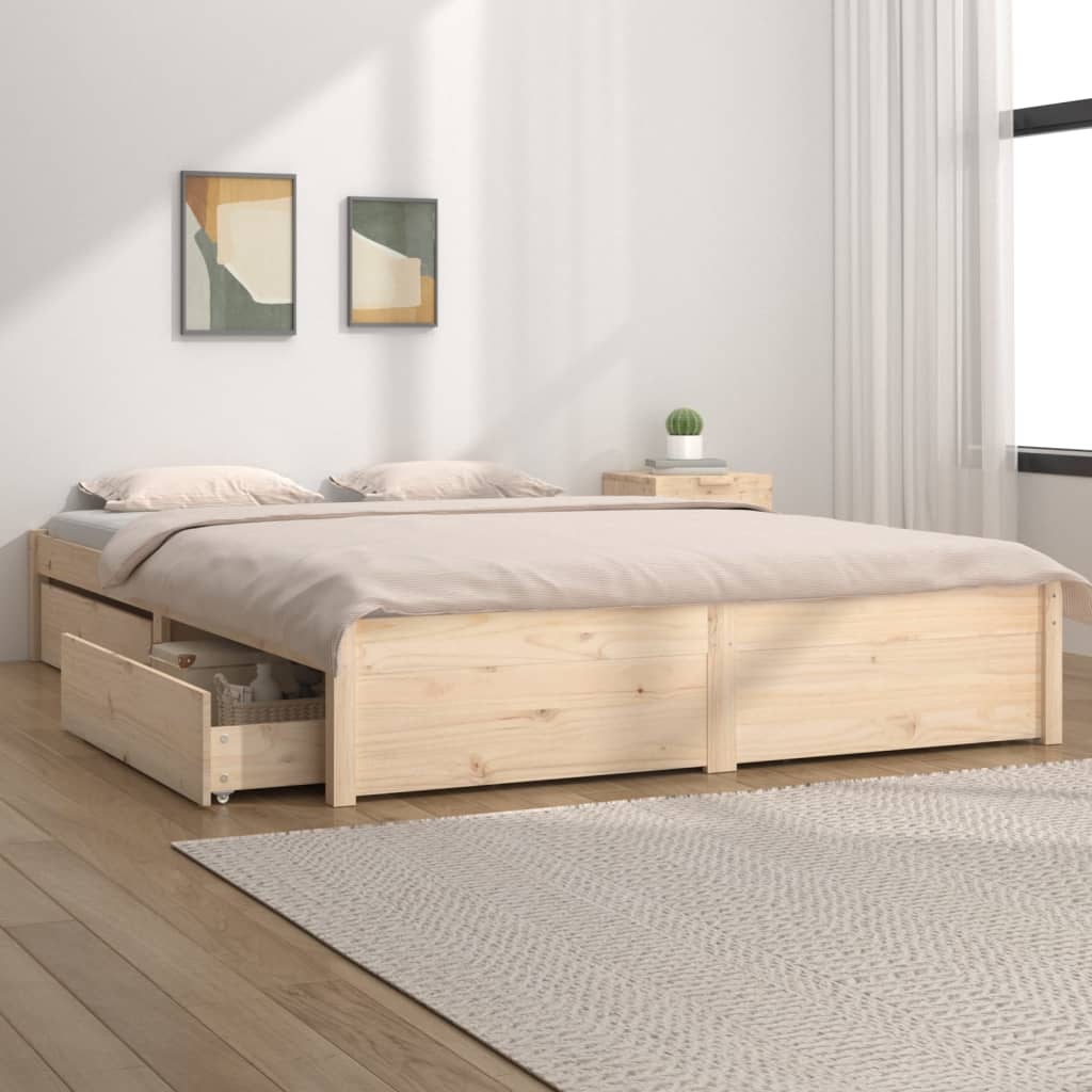 3103503 vidaXL Bed Frame without Mattress with Drawers 140x190 cm (814929+814994)