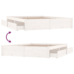 3103509 vidaXL Bed Frame without Mattress with Drawers White 120x200 cm (814945+815000)