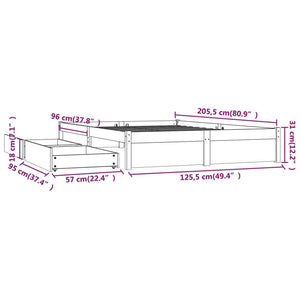 3103509 vidaXL Bed Frame without Mattress with Drawers White 120x200 cm (814945+815000)