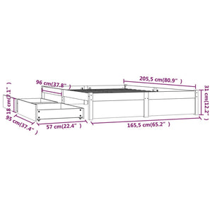 3103523 vidaXL Bed Frame without Mattress with Drawers 160x200 cm (814959+814999)