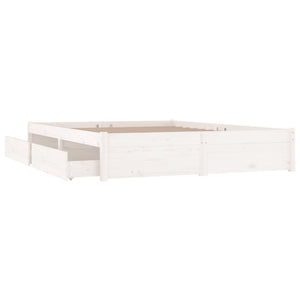 3103524 vidaXL Bed Frame without Mattress with Drawers White 160x200 cm (814960+815000)