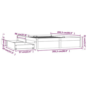 3103533 vidaXL Bed Frame without Mattress with Drawers 200x200 cm (814969+814999)