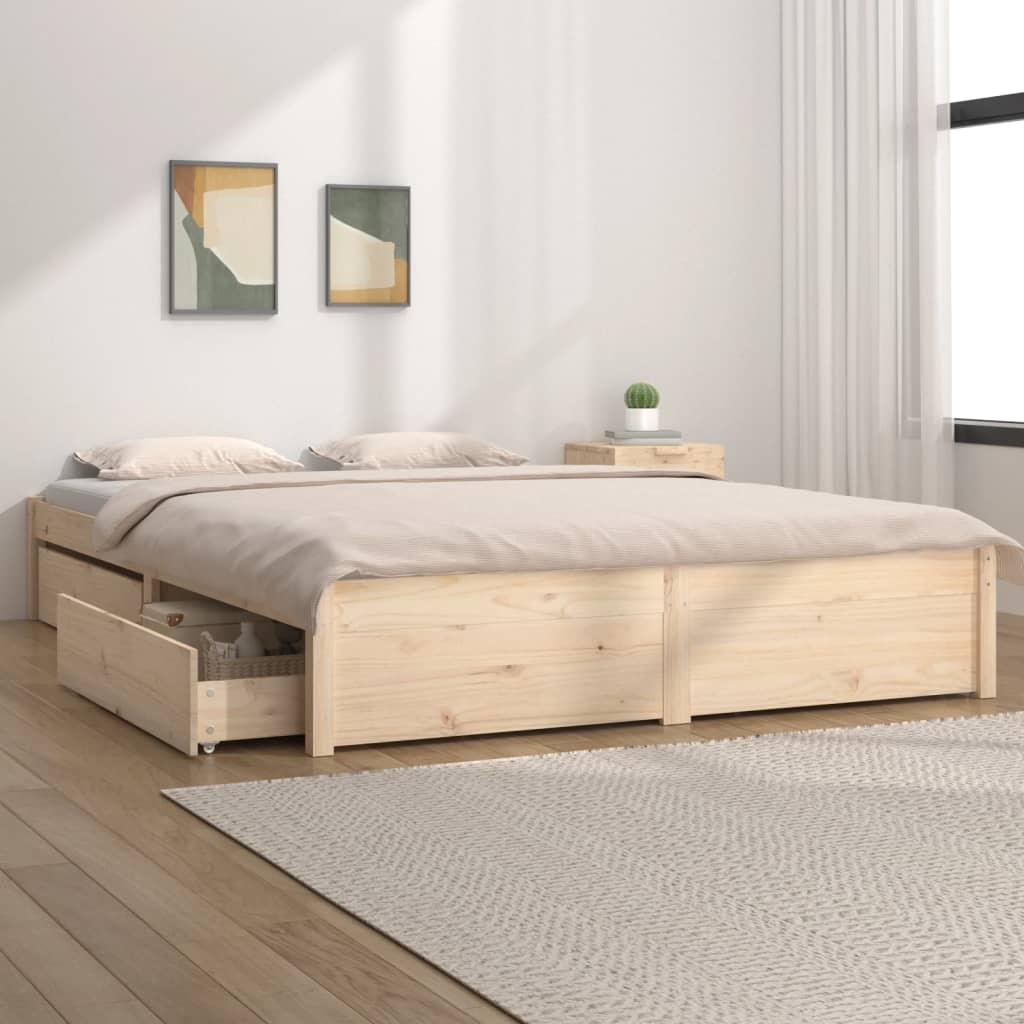 3103533 vidaXL Bed Frame without Mattress with Drawers 200x200 cm (814969+814999)