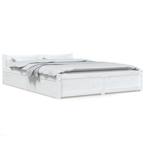 3103560 vidaXL Bed Frame without Mattress with Drawers White 140x200 cm (815045+815000)