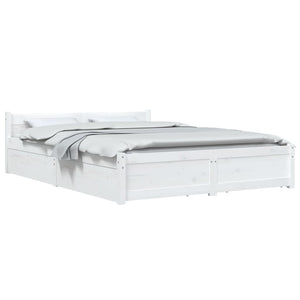 3103560 vidaXL Bed Frame without Mattress with Drawers White 140x200 cm (815045+815000)